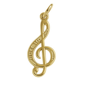 10KT YELLOW GOLD TREBLE CLEF MUSIC NOTE PENDANT