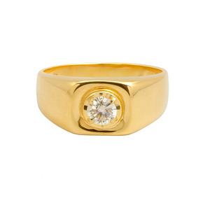 10KT YELLOW GOLD AND DIAMOND MENS RING