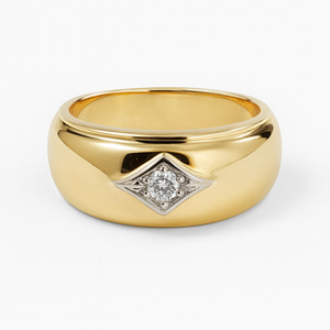 10KT YELLOW GOLD AND DIAMOND MENS RING