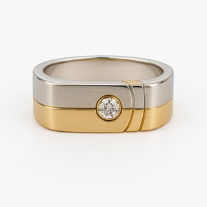 10KT YELLOW AND WHITE GOLD DIAMOND MENS RING