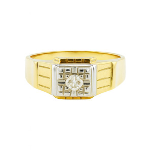 10KT YELLOW GOLD AND DIAMOND MENS RING