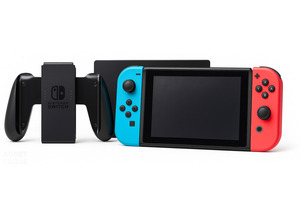 NINTENDO SWITCH SYSTEM WITH JOY CONS GRIPS DOCK AND CORDS