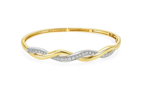 10KT YELLOW AND WHITE GOLD DIAMOND BANGLE