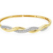 10KT YELLOW AND WHITE GOLD DIAMOND BANGLE
